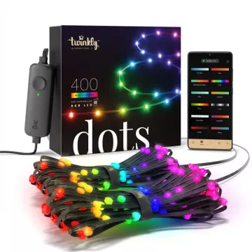 Inteligentne oświetlenie Twinkly Dots - 400 RGB LED Lights String, Black Wire, Plug Type F