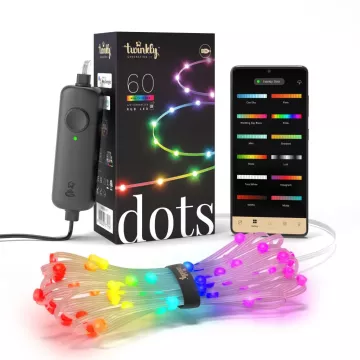 Inteligentne oświetlenie Twinkly Dots - 60 RGB LED Lights String, Clear Wire, USB-A