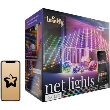 Lampki choinkowe LED Twinkly Net - 240 LED RGB pearl shaped, 1.45x2.4 m, Clear Wire, Plug F