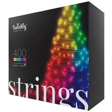 Inteligentne lampki choinkowe Twinkly Strings 400 Led RGBW z czarnym kablem