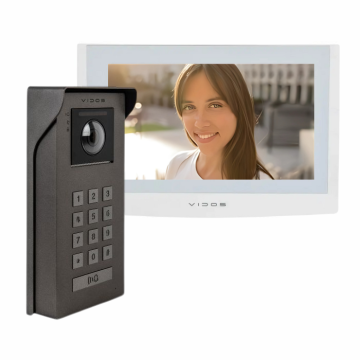 Zestaw wideodomofonowy Vidos 2IP: stacja bramowa S200 + biały monitor M200B-X + zasilacz P112-32