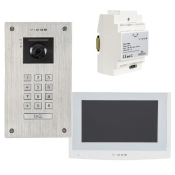 Zestaw Vidos:  stacja bramowa S204 + monitor M200W-X biały + zasilacz P64-32