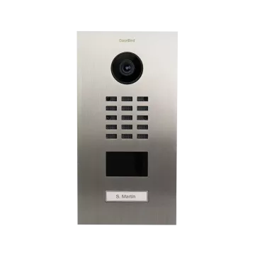 Wideodomofon IP DoorBird D2101V (PoE / WiFi) (montaż natynkowy / podtynkowy - obudowa sprzedawana osobno, sterowanie elektrozaczepem) stal nierdzewna V4A, szczotkowana, 1 przycisk wywołania