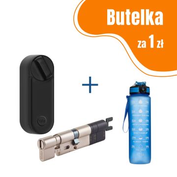 Inteligentny zamek Yale Linus Smart Lock L2 czarny - zestaw z regulowaną wkładką Linus® Smart Lock + butelka motywacyjna z tritanu