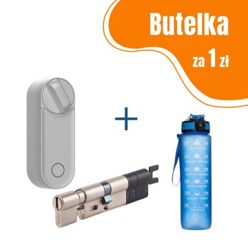 Inteligentny zamek Yale Linus Smart Lock L2 srebrny - zestaw z regulowaną wkładką Linus® Smart Lock+ butelka motywacyjna z tritanu