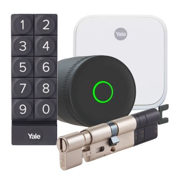Zestaw inteligentny zamek Yale Linus L2 LITE czarny + Mostek Connect X + klawiatura Smart Keypad + wkładka Zestaw inteligentny zamek Yale Linus L2 LITE czarny + Mostek Connect X + klawiatura Smart Keypad + wkładka