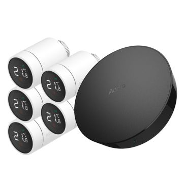 Zestaw inteligentnego ogrzewania Aqara centrala M2 + 5x głowica termostatyczna E1 (HM2-G01+ SRTS-A01)